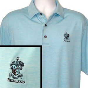FootJoy Light Blue Stripe Embroider Richland Short Sleeve Golf Polo Men Large